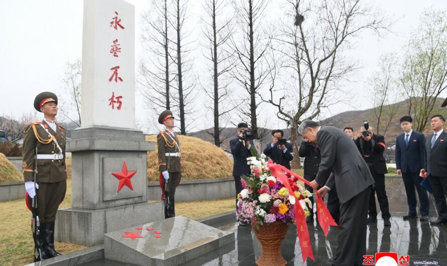 Visita al Cementerio de Mártires del Cuerpo de Voluntarios del Pueblo Chino por parte de la delegación china